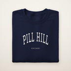 Pill Hill Chicago Embroidered Crewneck — White Thread