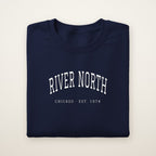 River North Chicago Embroidered Crewneck — White Thread