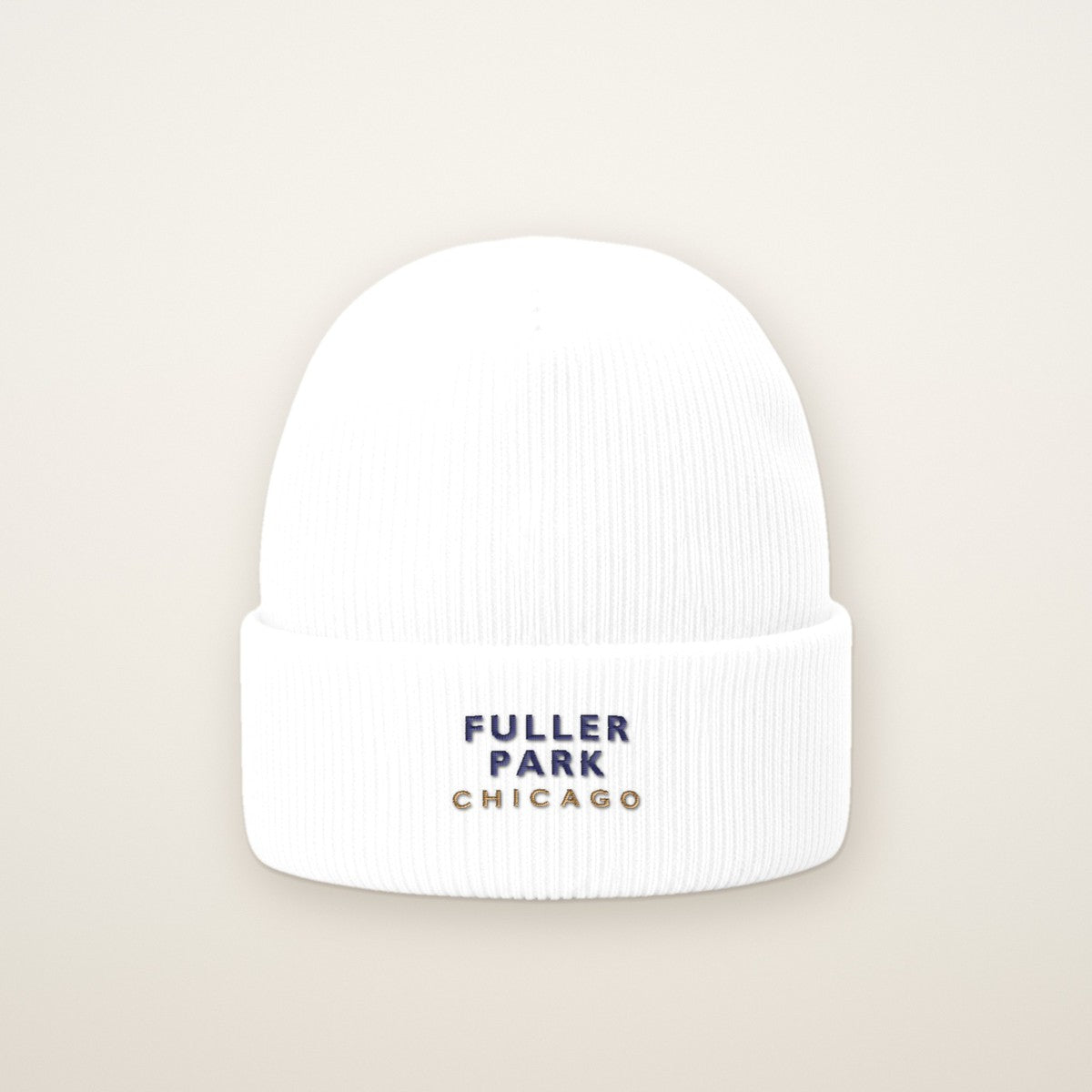 Fuller Park Chicago Embroidered Cuffed Beanie — Navy Thread