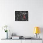 Michael Jordan slam dunk canvas wall art, small size on a white wall above a sideboard