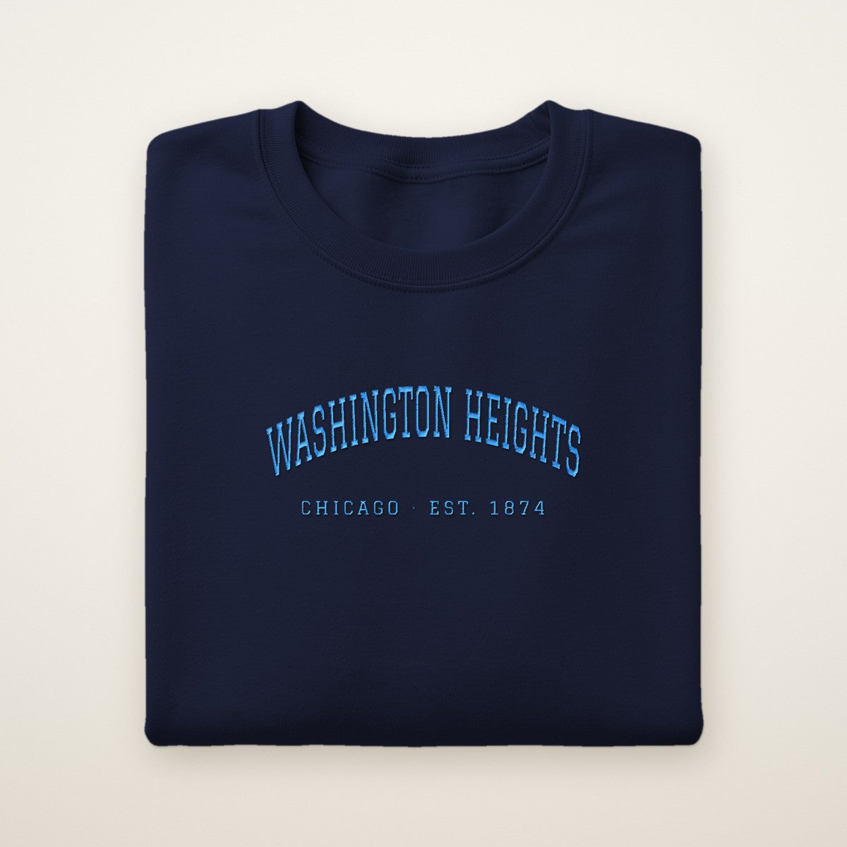 Washington Heights Chicago Embroidered Crewneck — Sky Blue Thread