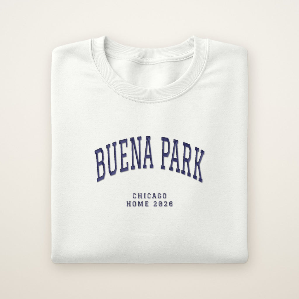 Buena Park Chicago Home 2026 Embroidered Crewneck — Navy Thread