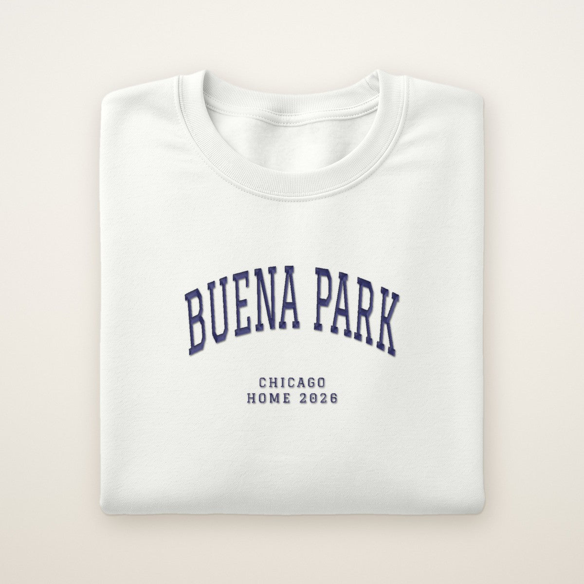 Buena Park Chicago Home 2026 Embroidered Crewneck — Navy Thread