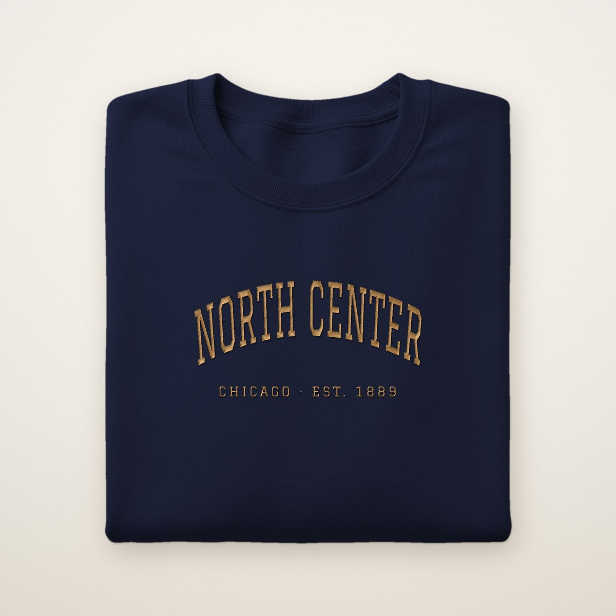 North Center Chicago Embroidered Crewneck — Gold Thread