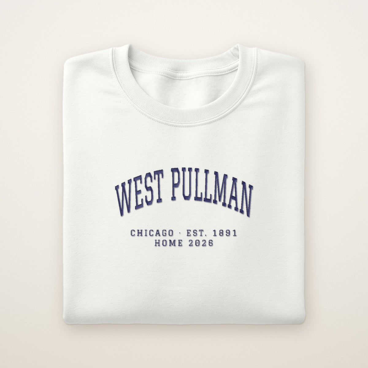 West Pullman Chicago Home 2026 Embroidered Crewneck — Navy Thread