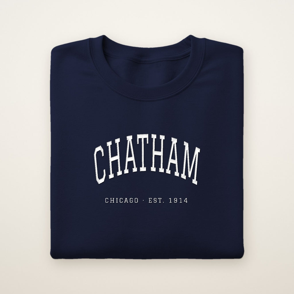 Chatham Chicago Embroidered Crewneck — White Thread