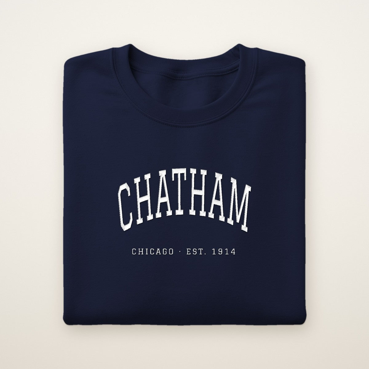 Chatham Chicago Embroidered Crewneck — White Thread