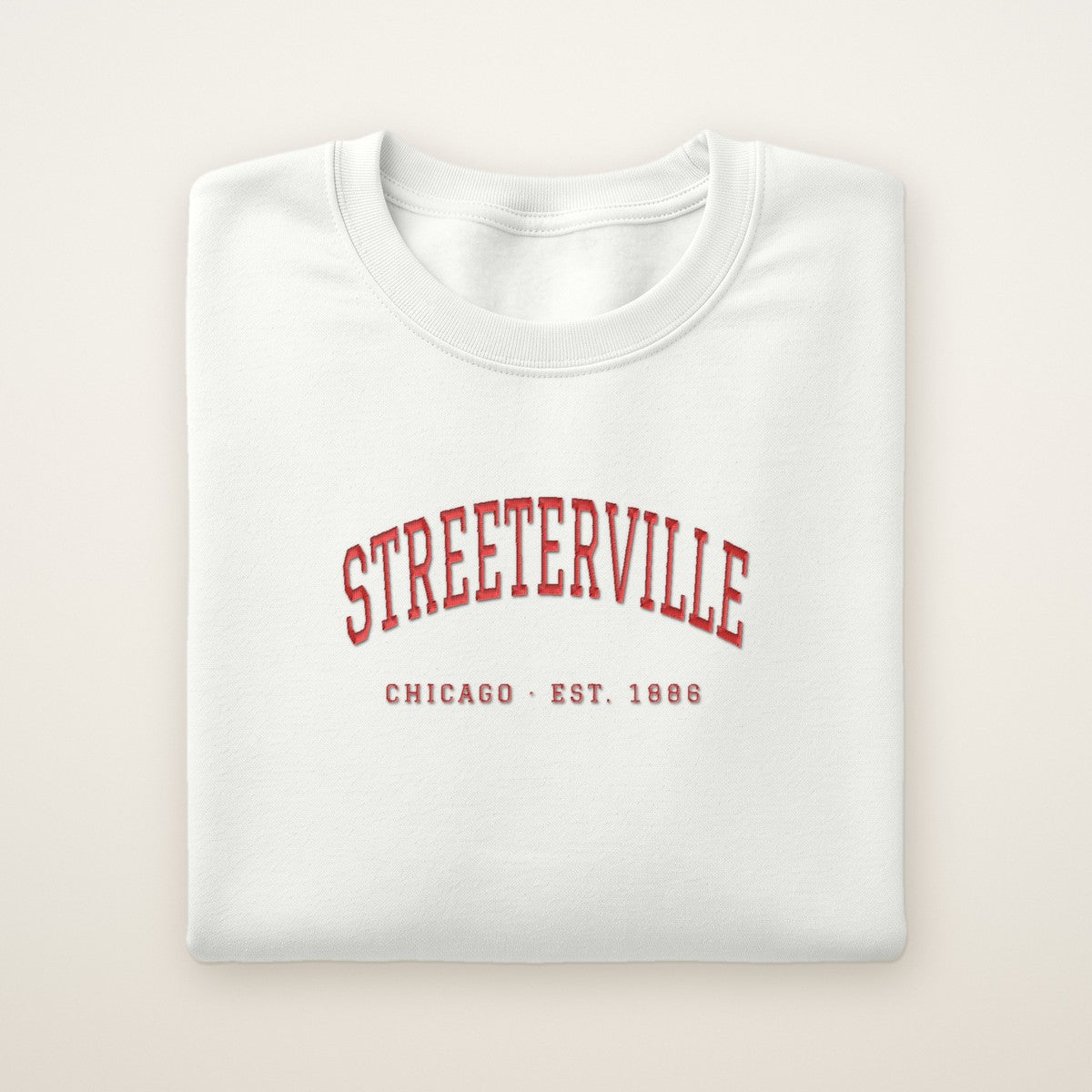 Streeterville Chicago Embroidered Crewneck — Red Thread