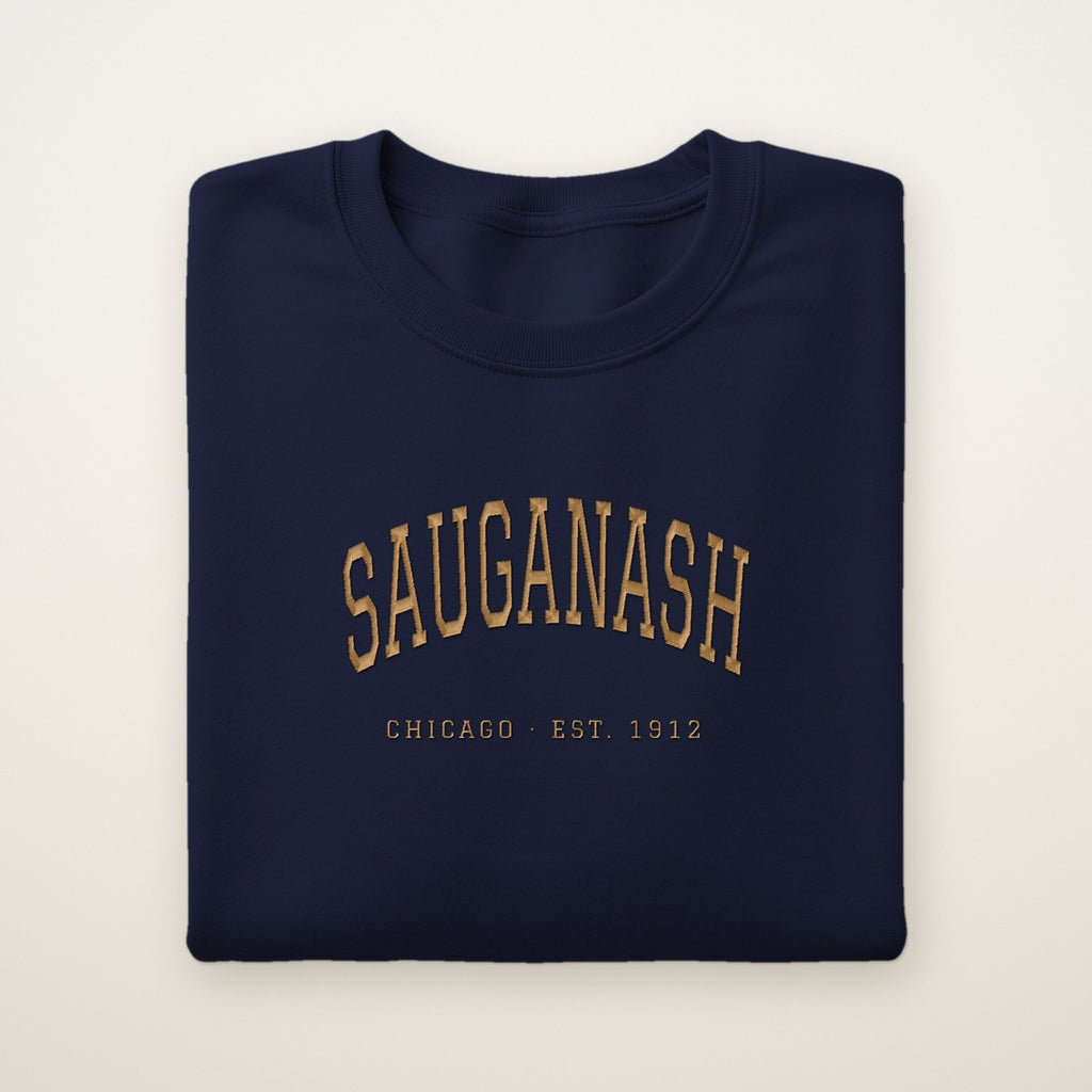 Sauganash Chicago Embroidered Crewneck — Gold Thread