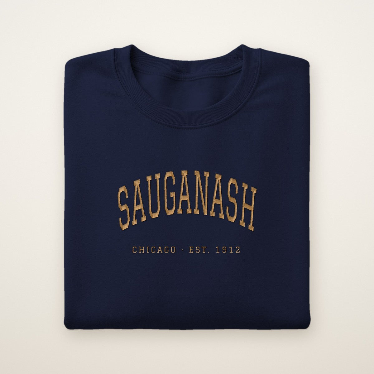 Sauganash Chicago Embroidered Crewneck — Gold Thread