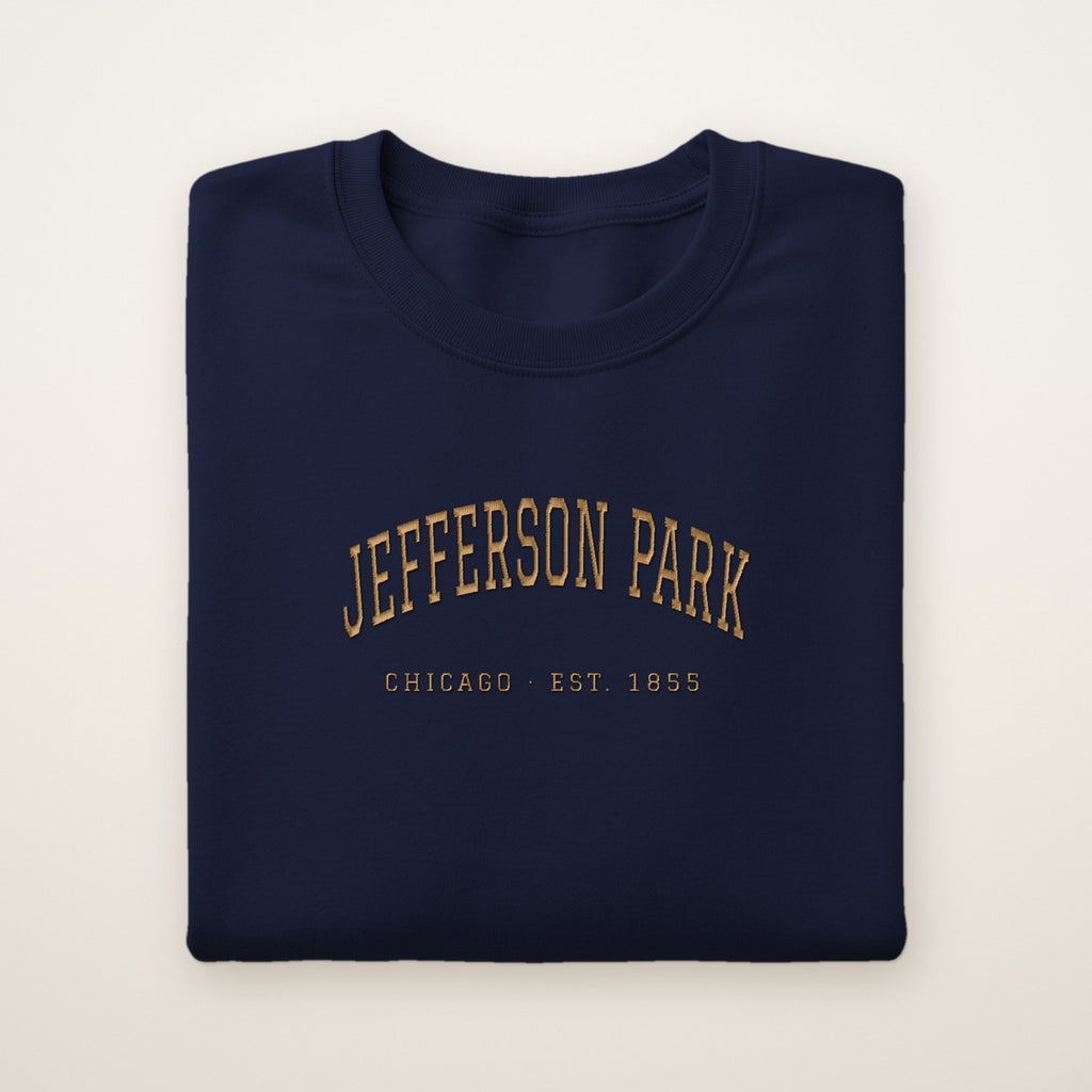 Jefferson Park Chicago Embroidered Crewneck — Gold Thread