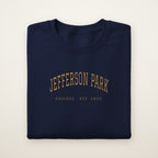 Jefferson Park Chicago Embroidered Crewneck — Gold Thread