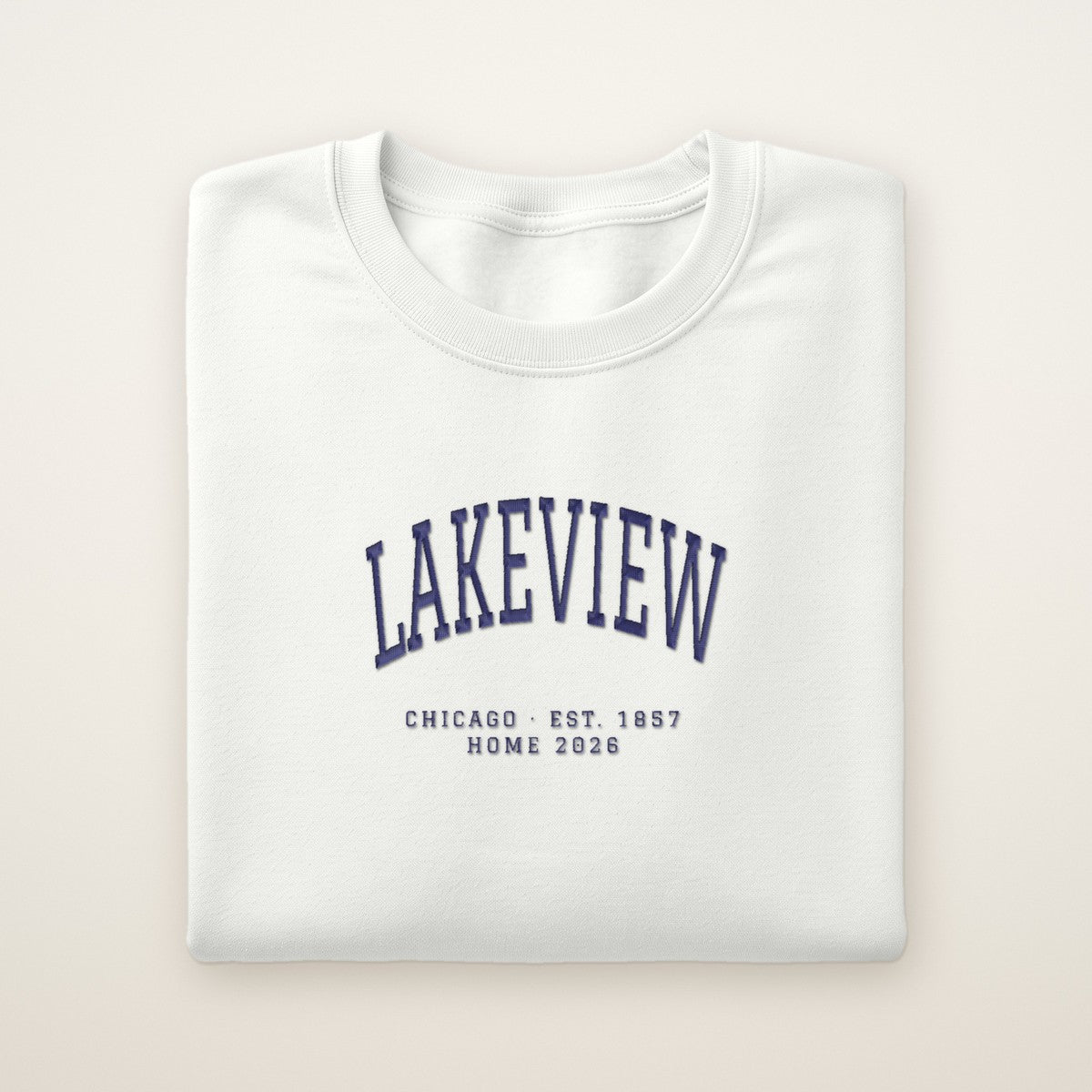 Lakeview Chicago Home 2026 Embroidered Crewneck — Navy Thread