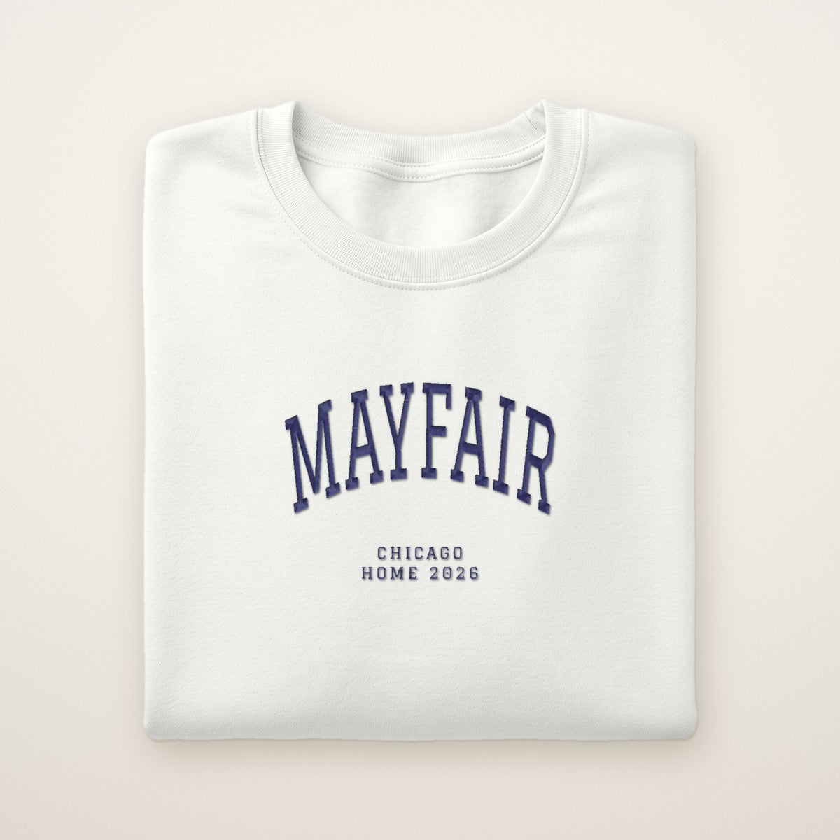 Mayfair Chicago Home 2026 Embroidered Crewneck — Navy Thread