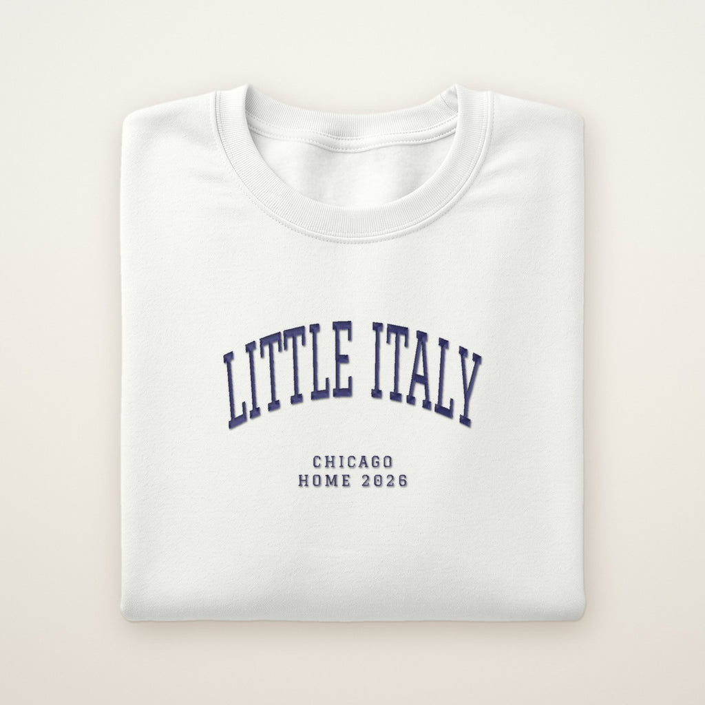 Little Italy Chicago Home 2026 Embroidered Crewneck — Navy Thread