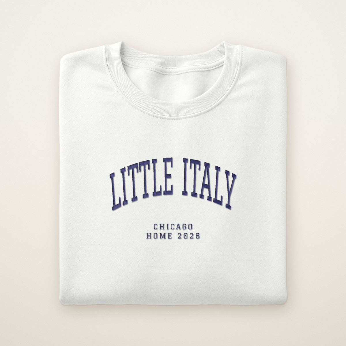 Little Italy Chicago Home 2026 Embroidered Crewneck — Navy Thread