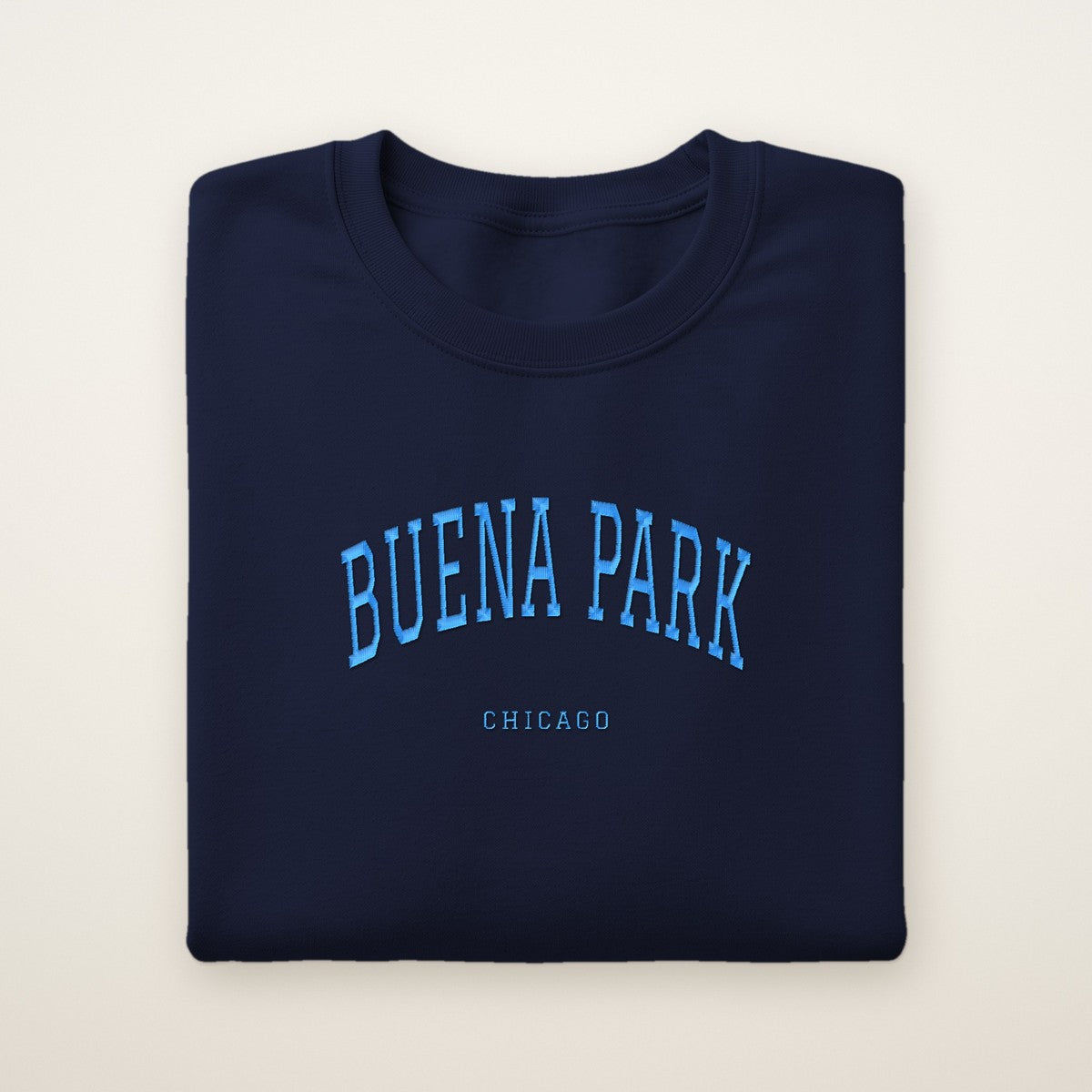 Buena Park Chicago Embroidered Crewneck — Sky Blue Thread