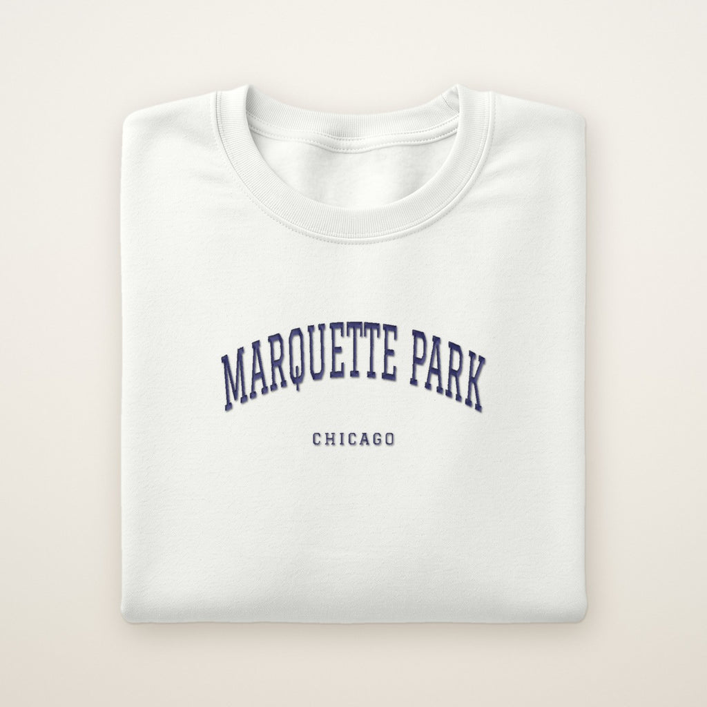 Marquette Park Chicago Embroidered Crewneck — Navy Thread
