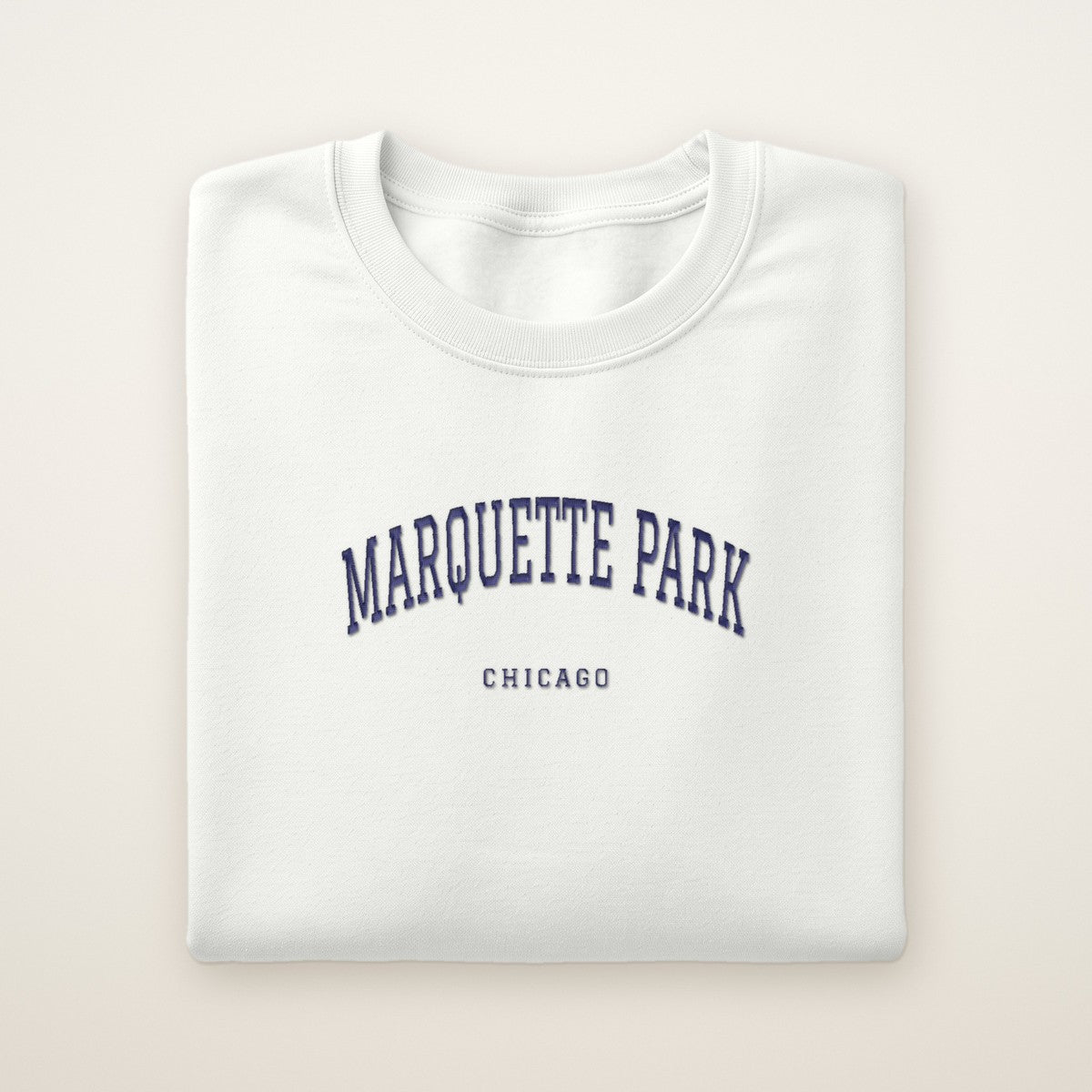 Marquette Park Chicago Embroidered Crewneck — Navy Thread