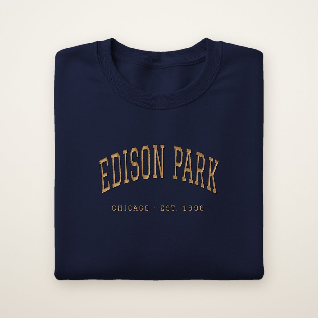 Edison Park Chicago Embroidered Crewneck — Gold Thread