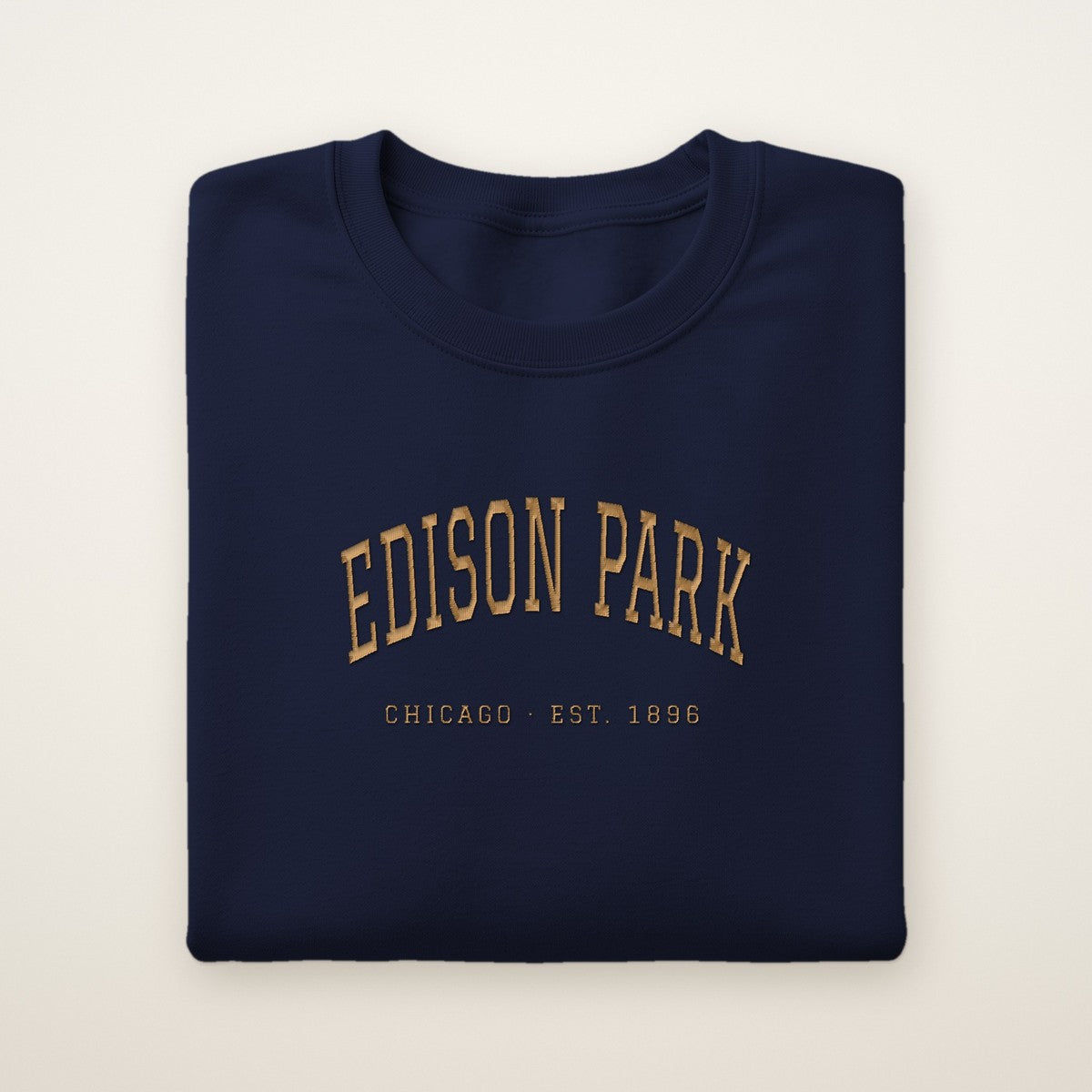 Edison Park Chicago Embroidered Crewneck — Gold Thread