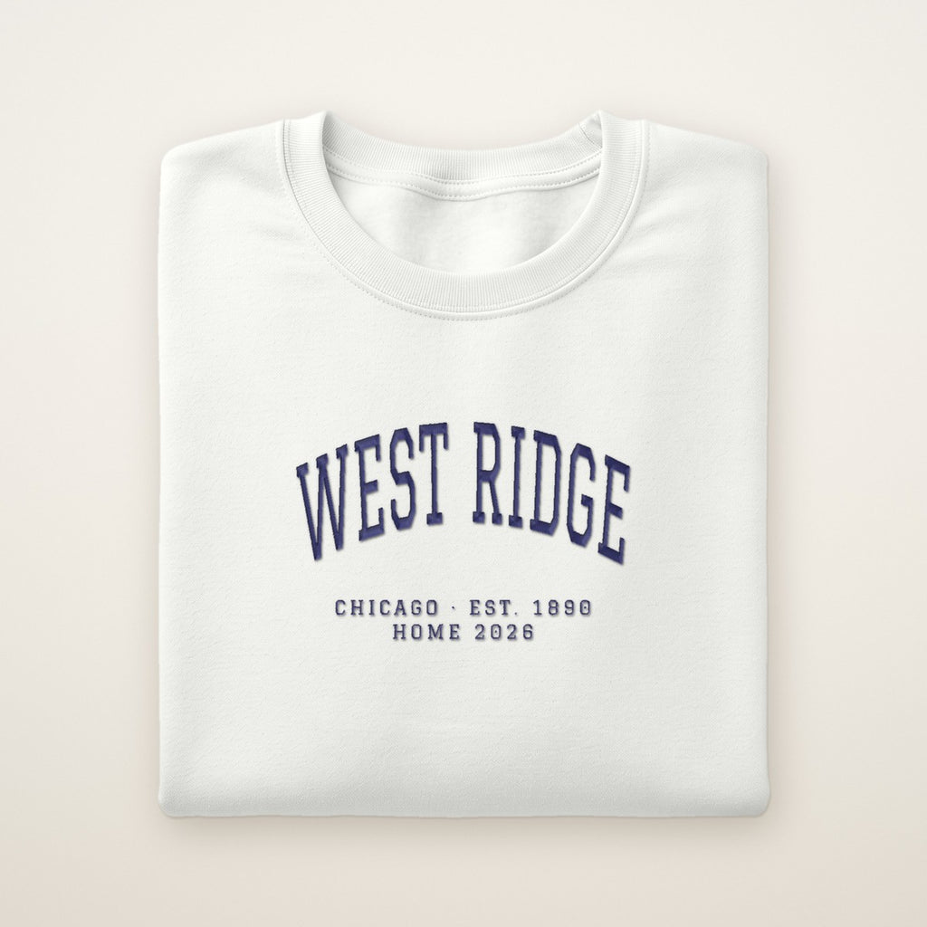 West Ridge Chicago Home 2026 Embroidered Crewneck — Navy Thread