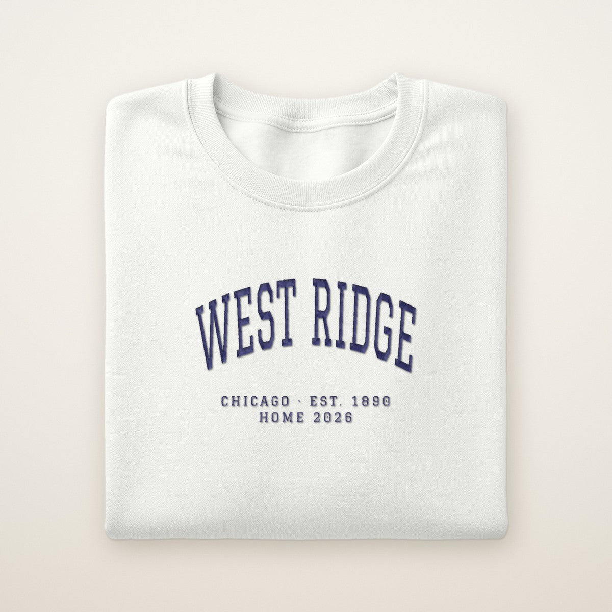West Ridge Chicago Home 2026 Embroidered Crewneck — Navy Thread