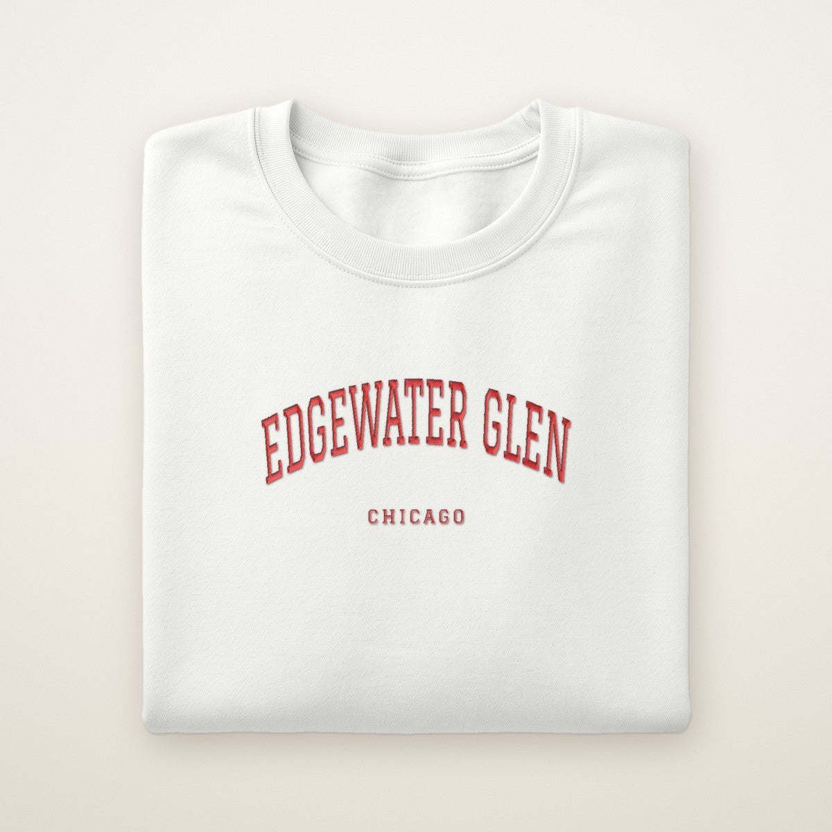 Edgewater Glen Chicago Embroidered Crewneck — Red Thread