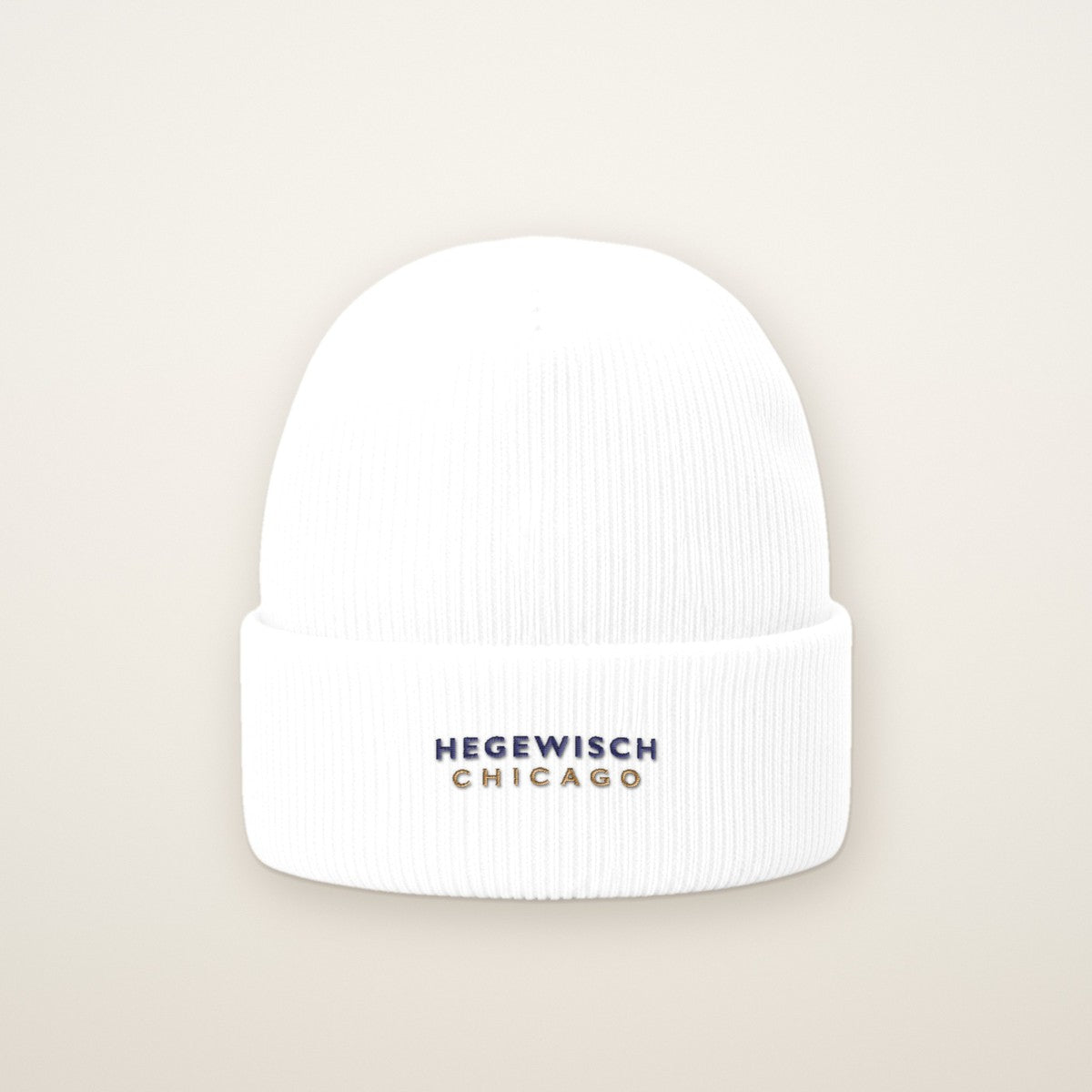 Hegewisch Chicago Embroidered Cuffed Beanie — Navy Thread