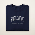 Englewood Chicago Embroidered Crewneck — White Thread
