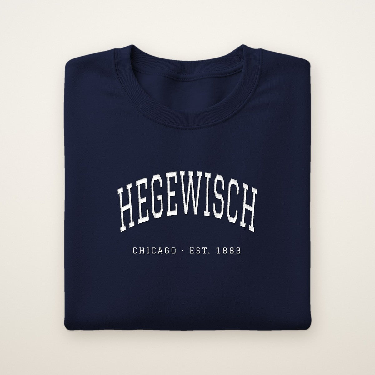 Hegewisch Chicago Embroidered Crewneck — White Thread