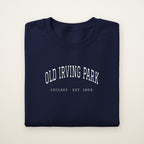 Old Irving Park Chicago Embroidered Crewneck — White Thread
