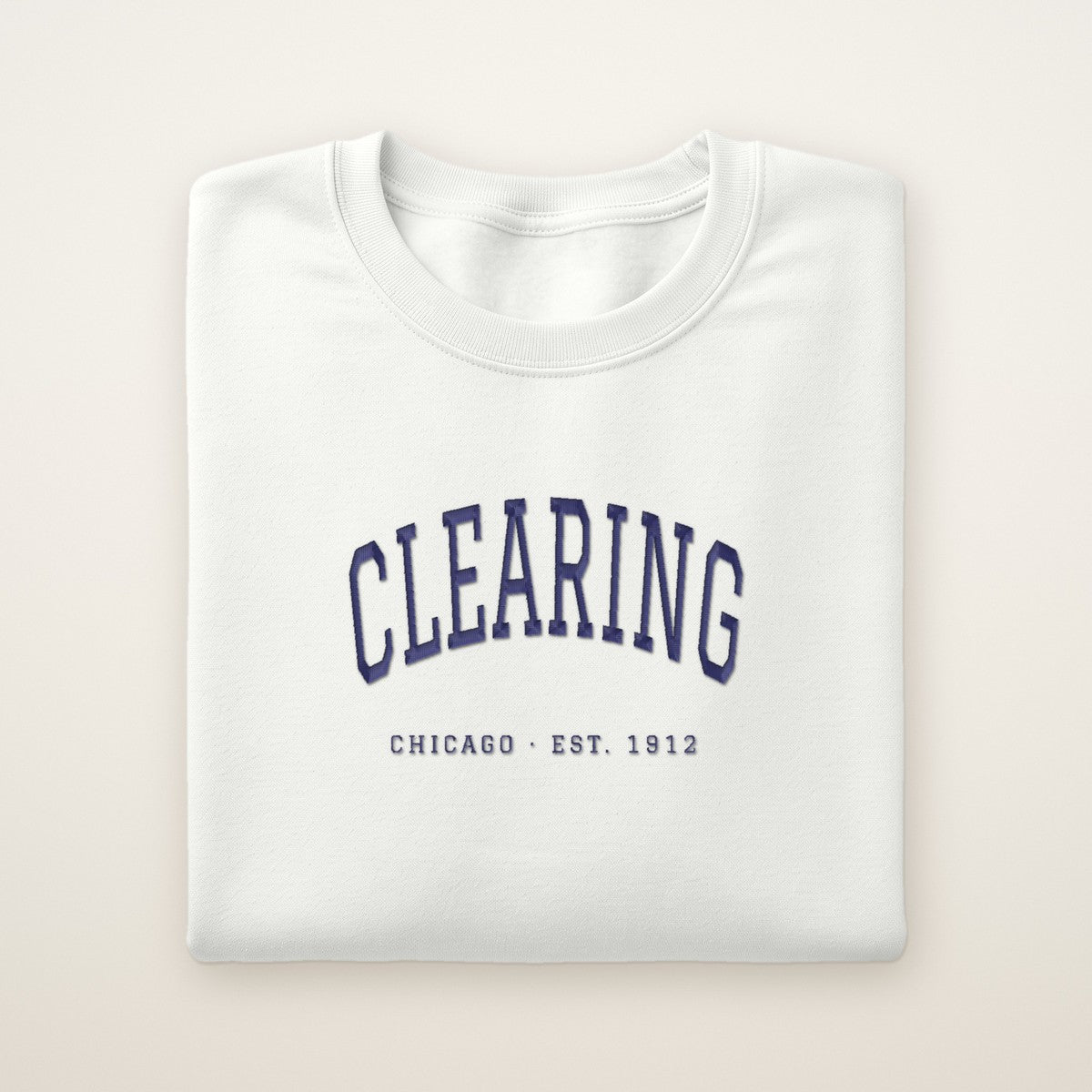 Clearing Chicago Embroidered Crewneck — Navy Thread