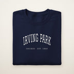 Irving Park Chicago Embroidered Crewneck — White Thread