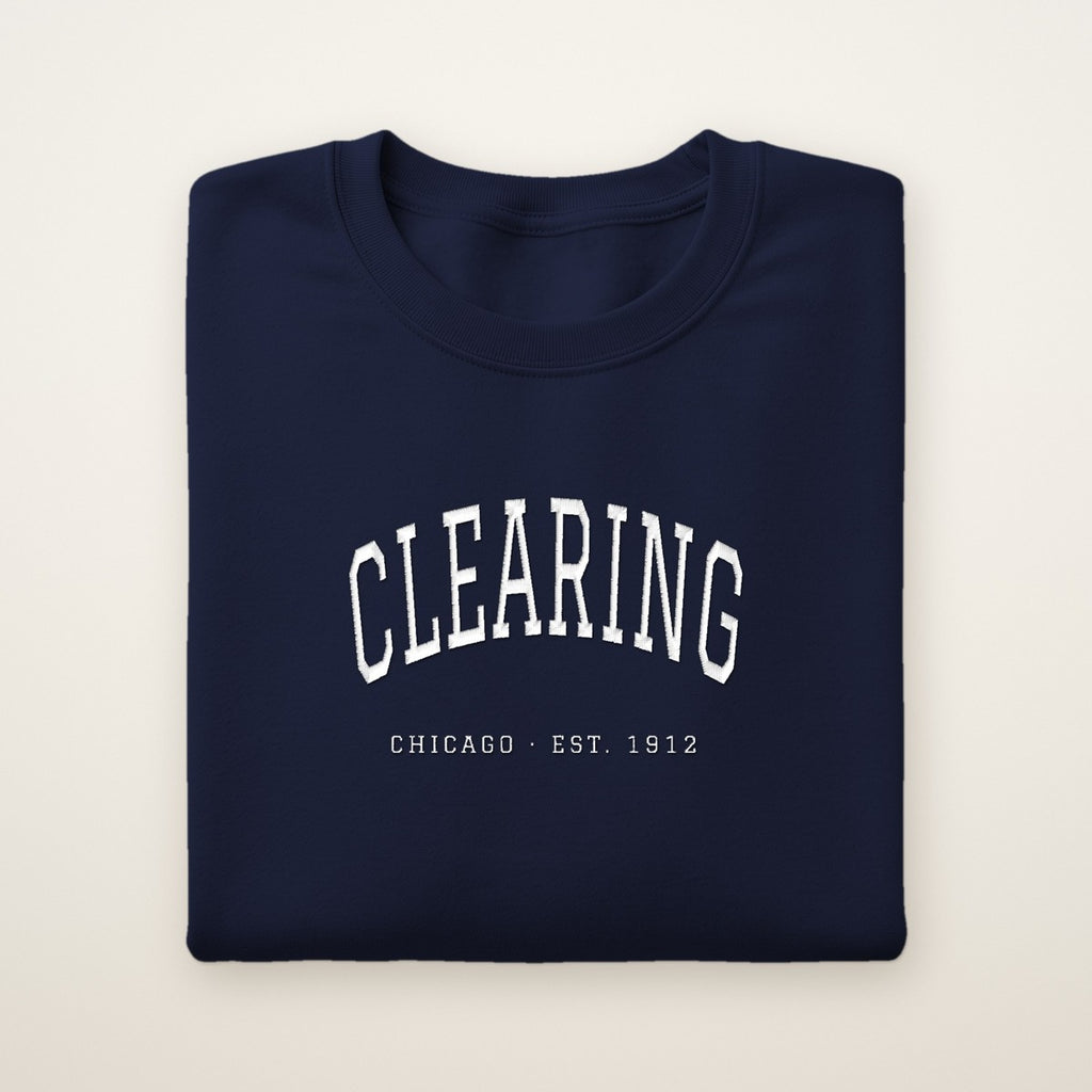 Clearing Chicago Embroidered Crewneck — White Thread