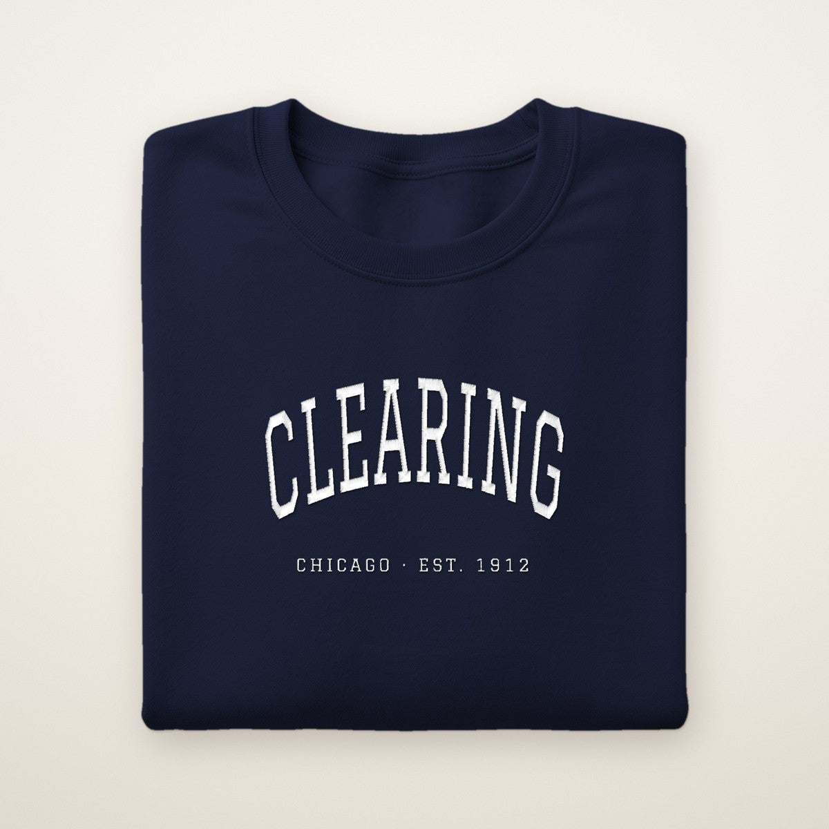 Clearing Chicago Embroidered Crewneck — White Thread