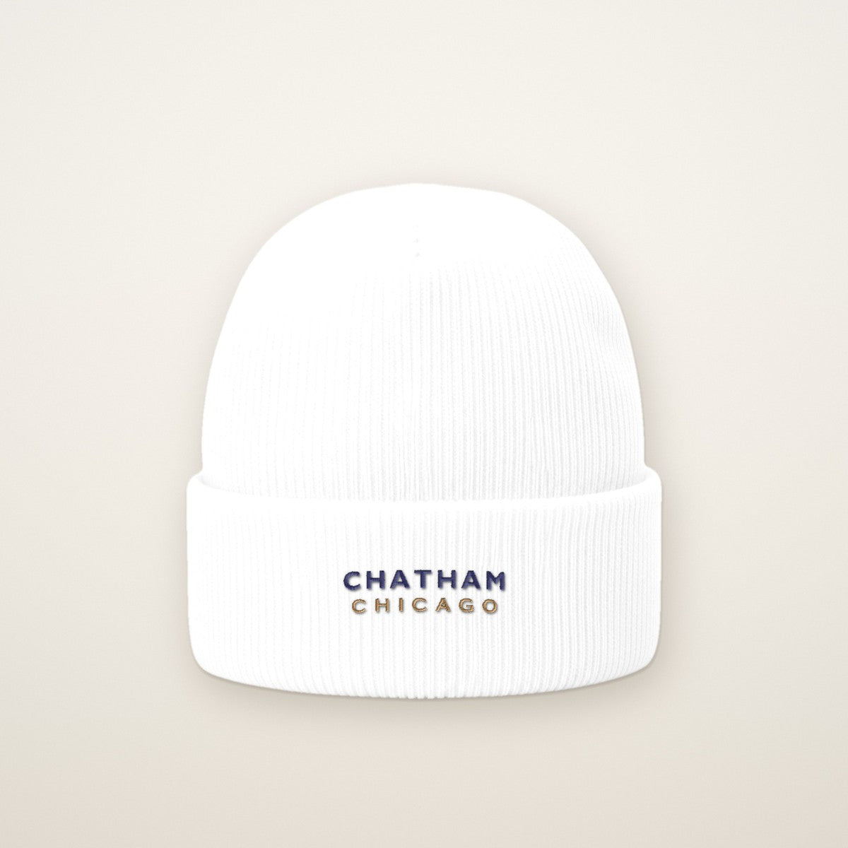 Chatham Chicago Embroidered Cuffed Beanie — Navy Thread