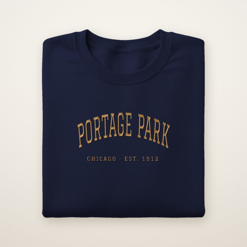 Portage Park Chicago Embroidered Crewneck — Gold Thread