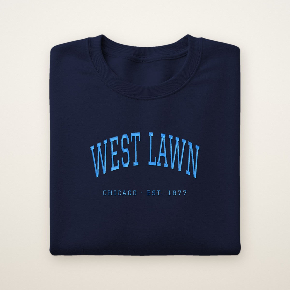 West Lawn Chicago Embroidered Crewneck — Sky Blue Thread