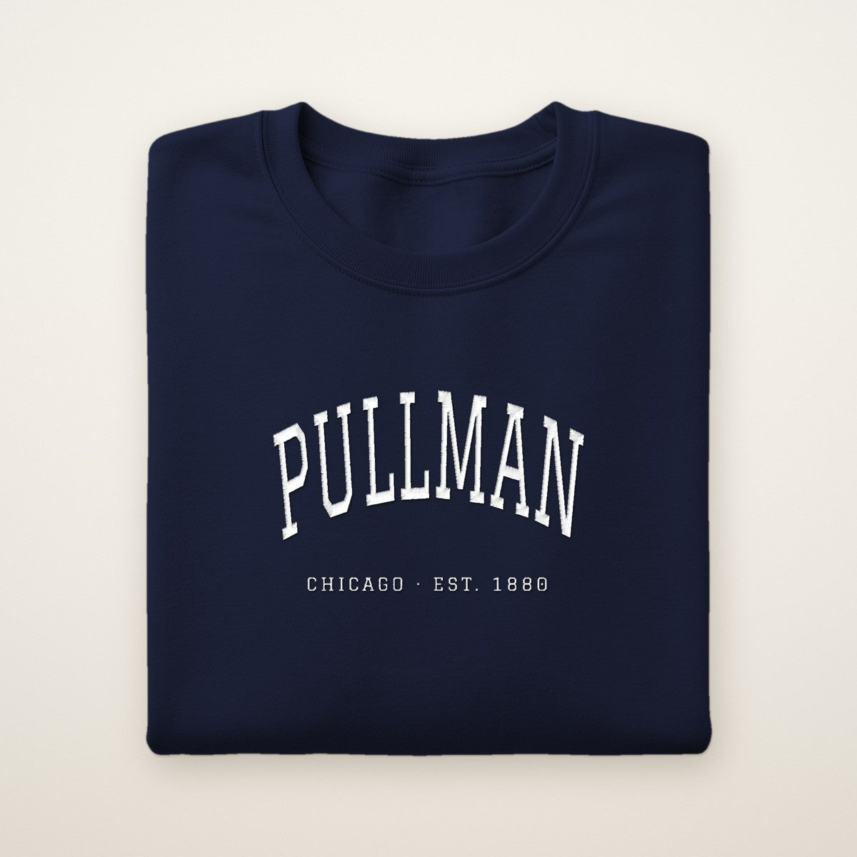 Pullman Chicago Embroidered Crewneck — White Thread