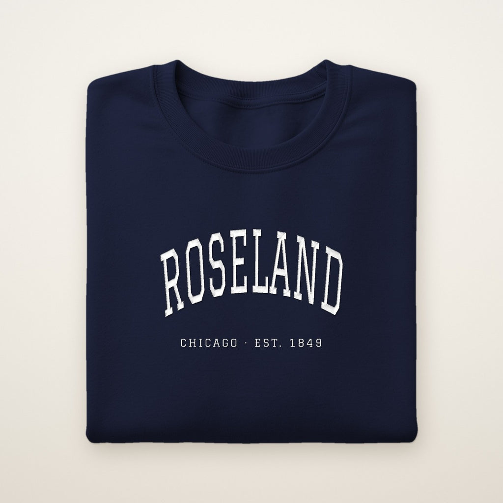 Roseland Chicago Embroidered Crewneck — White Thread