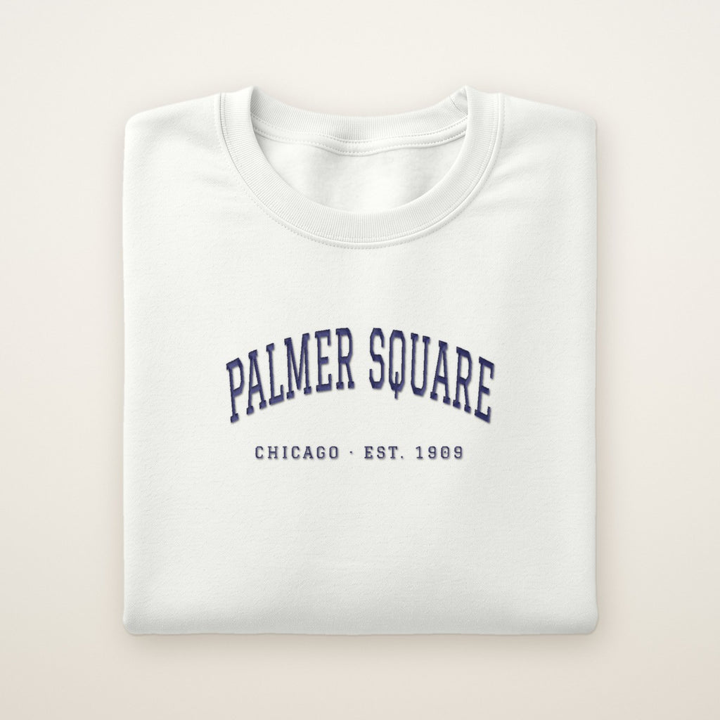 Palmer Square Chicago Embroidered Crewneck — Navy Thread