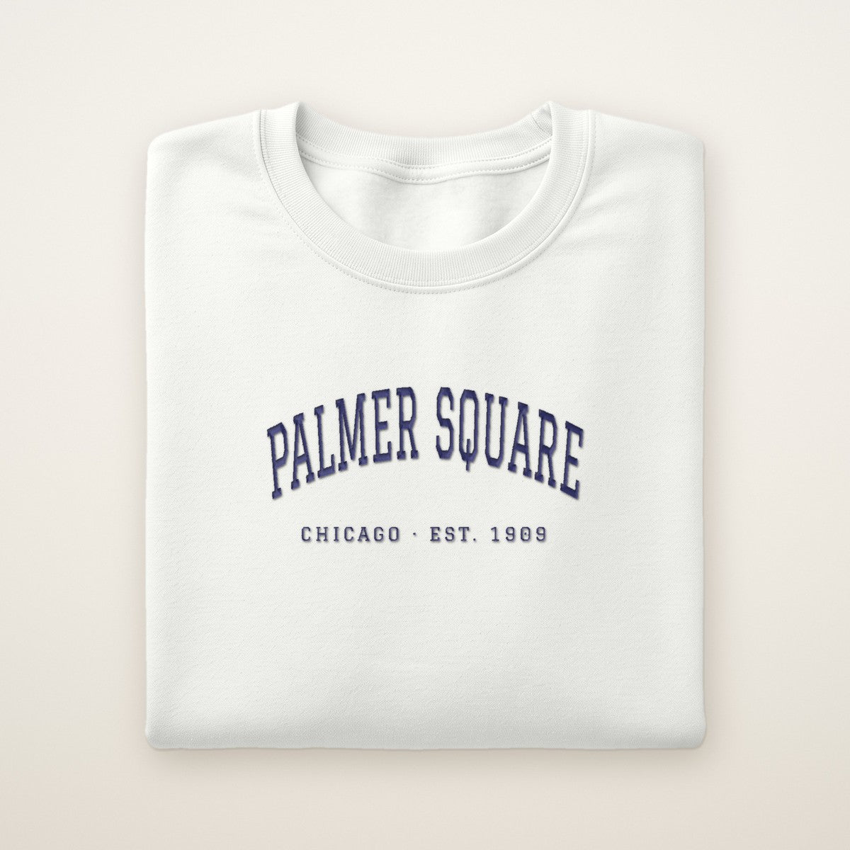 Palmer Square Chicago Embroidered Crewneck — Navy Thread