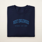West Englewood Chicago Embroidered Crewneck — Sky Blue Thread