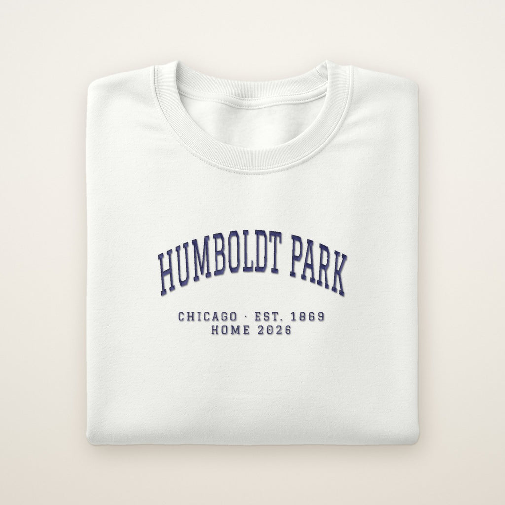 Humboldt Park Chicago Home 2026 Embroidered Crewneck — Navy Thread