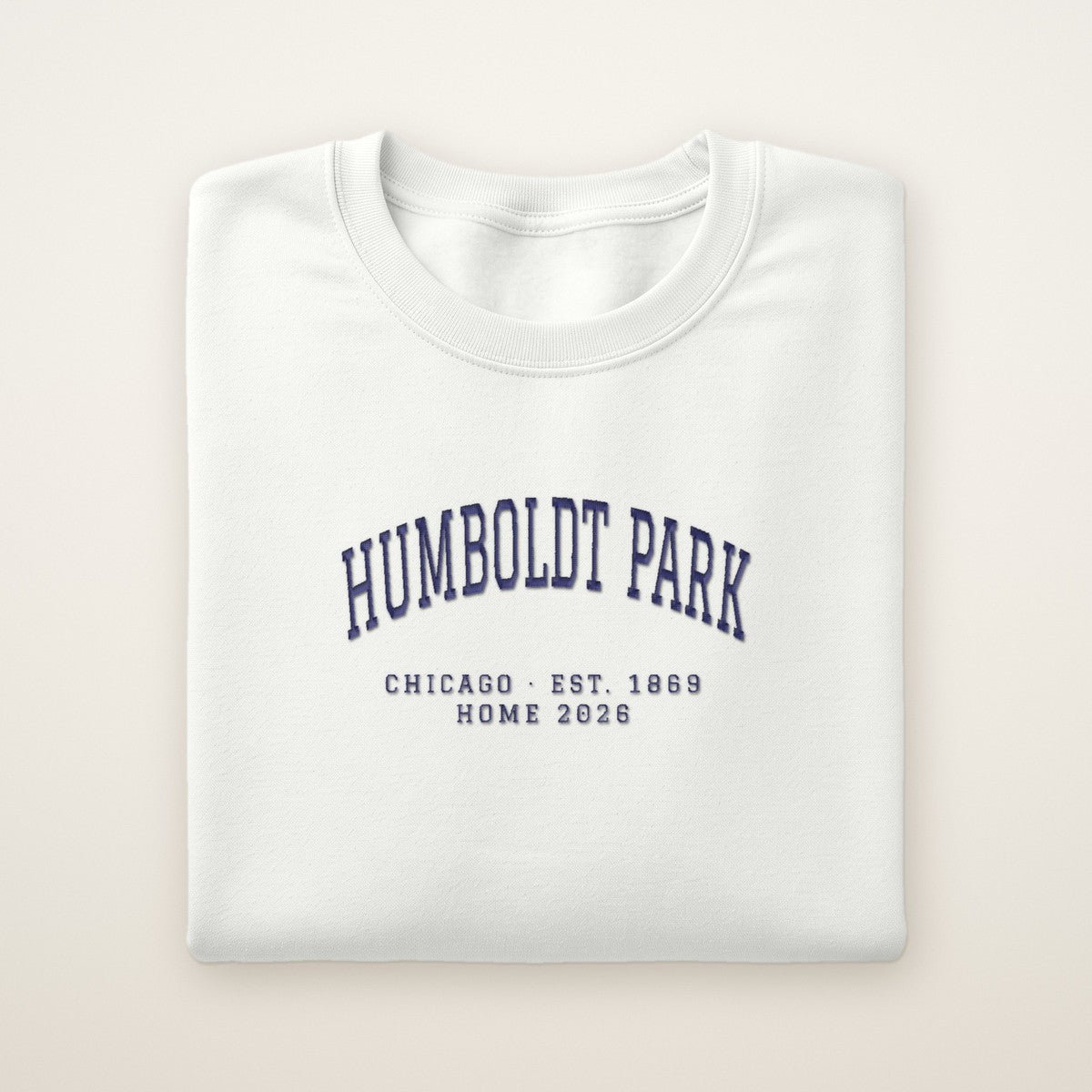 Humboldt Park Chicago Home 2026 Embroidered Crewneck — Navy Thread