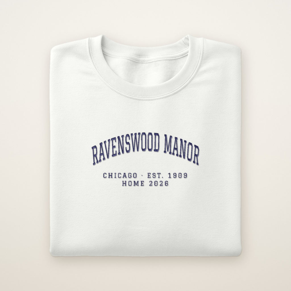Ravenswood Manor Chicago Home 2026 Embroidered Crewneck — Navy Thread