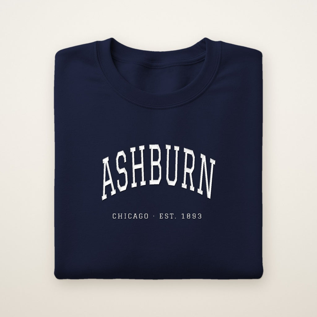 Ashburn Chicago Embroidered Crewneck — White Thread