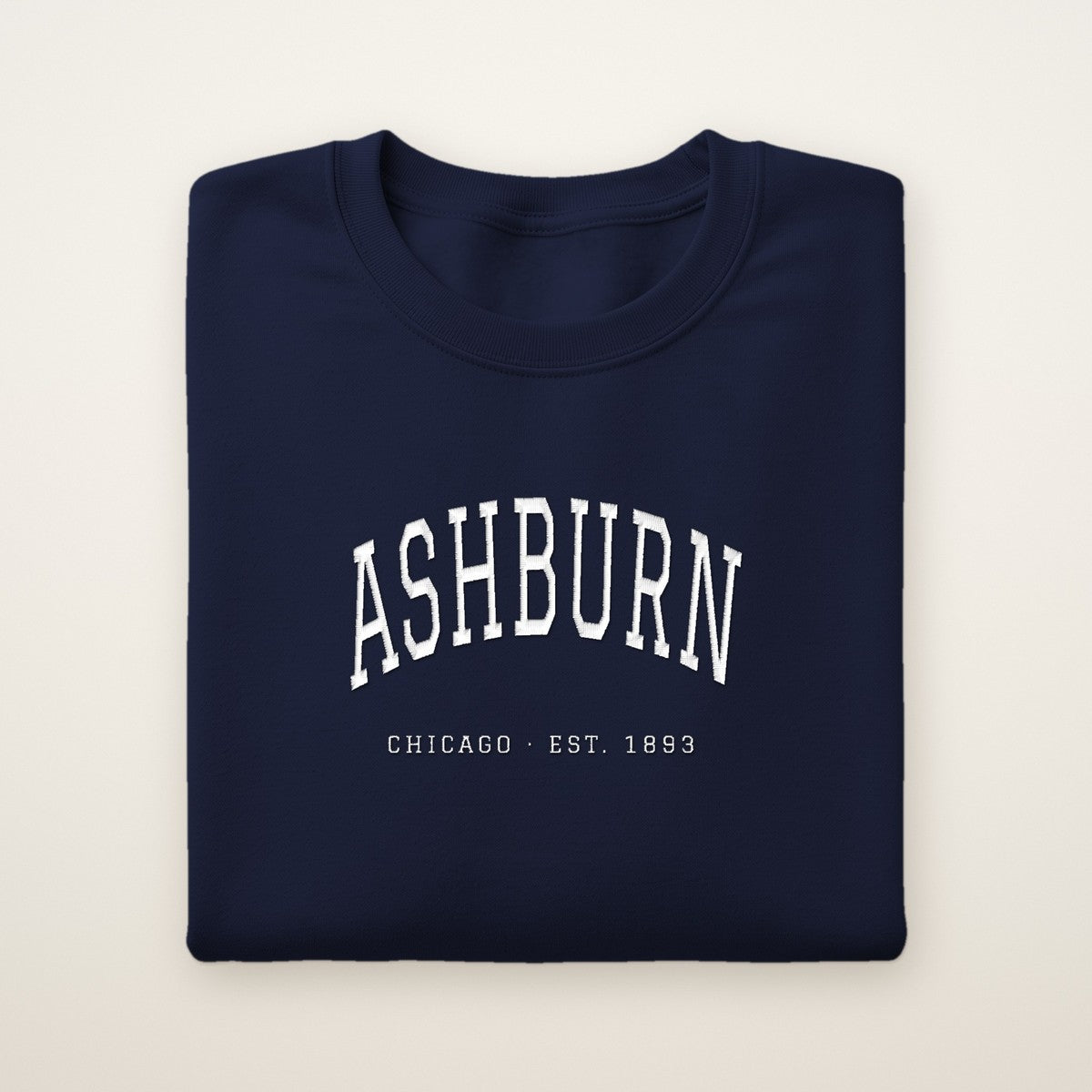 Ashburn Chicago Embroidered Crewneck — White Thread