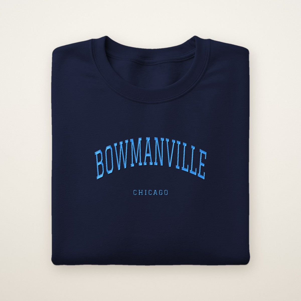 Bowmanville Chicago Embroidered Crewneck — Sky Blue Thread